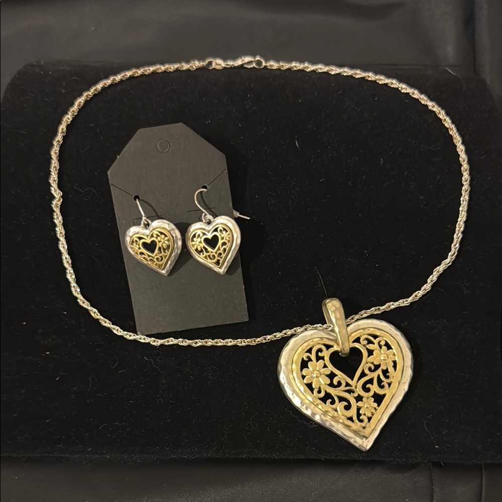 Elegant Gold and Silver Heart Jewelry Set